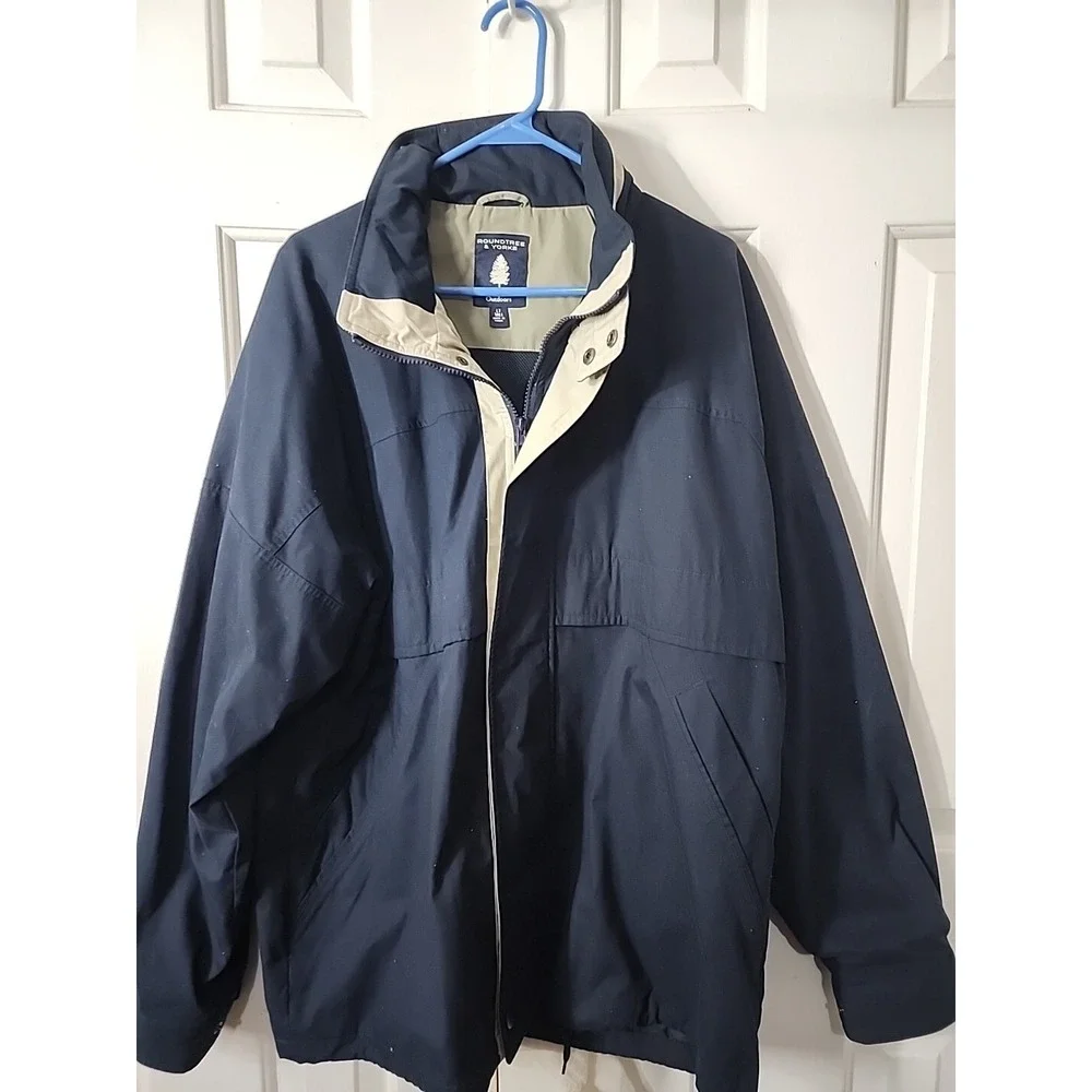 Roundtree & Yorke Jacket Mens XLT  Navy Soft Shell Full Zip Outdoor windbreaker
